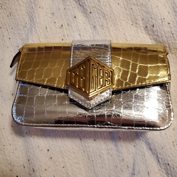 Kurt Geiger Two-Tone Croc Embossed Leather Satchel - Picture 2 of 8